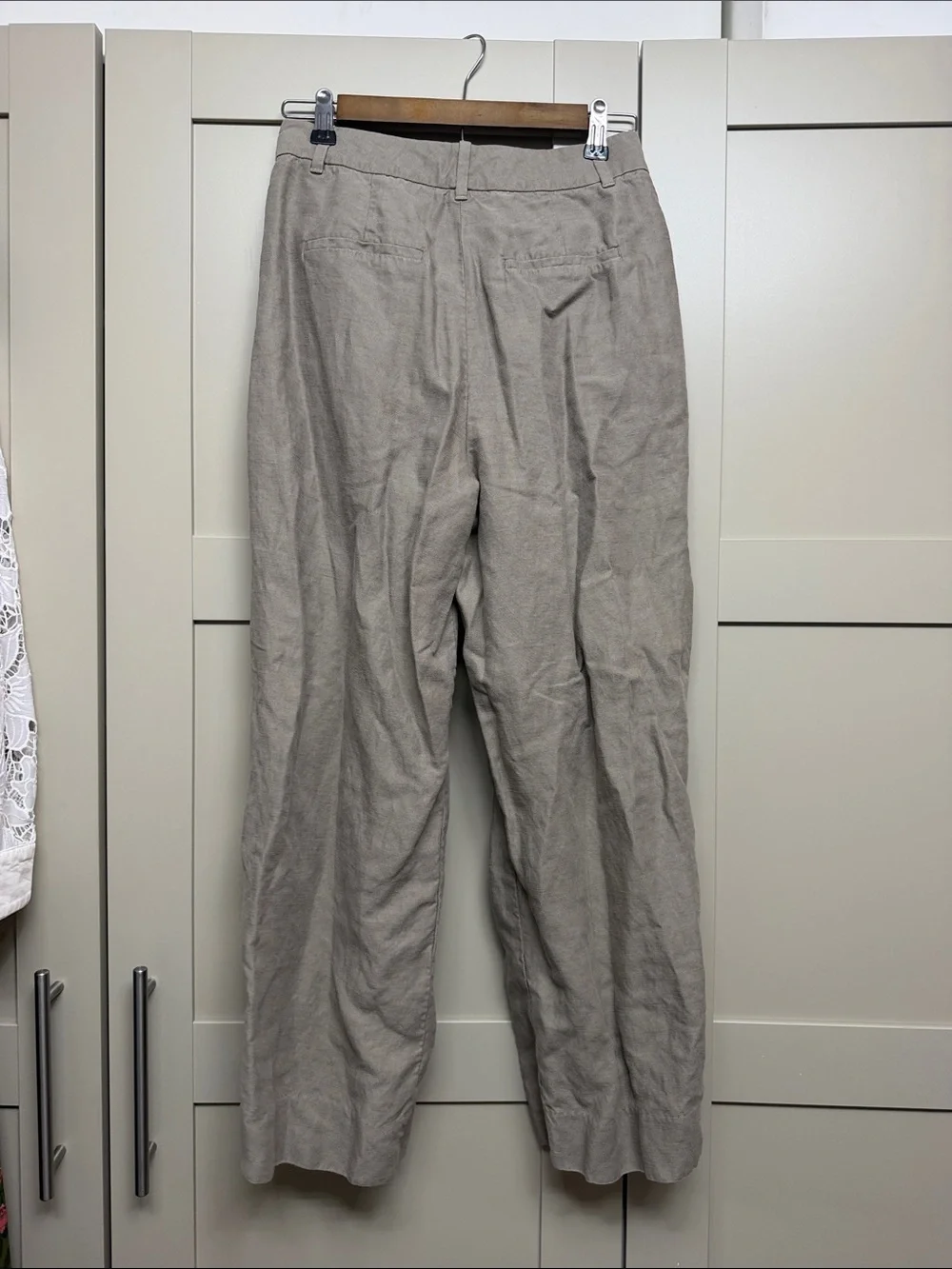 Aritzia Wide-Leg Trousers in Taupe